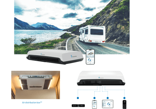 De svært kraftige Breezonic klimaanleggene er ultramoderne tak systemer. De er utstyrt med en varmepumpefunksjon, og den innovative inverter teknologien sørger for svært stillegående, konstant drift og lavt energiforbruk. Dette er muliggjort av en kompressor med variabel hastighet. Opererer med et overlegent bærekraftig kjølemiddel R32, sammenlignet med industristandardkjølemiddelet R410A. Disse enhetene er utviklet for maksimal effektivitet. Med åtte driftsinnstillinger tilpasser de seg perfekt til dine individuelle komfortbehov. 